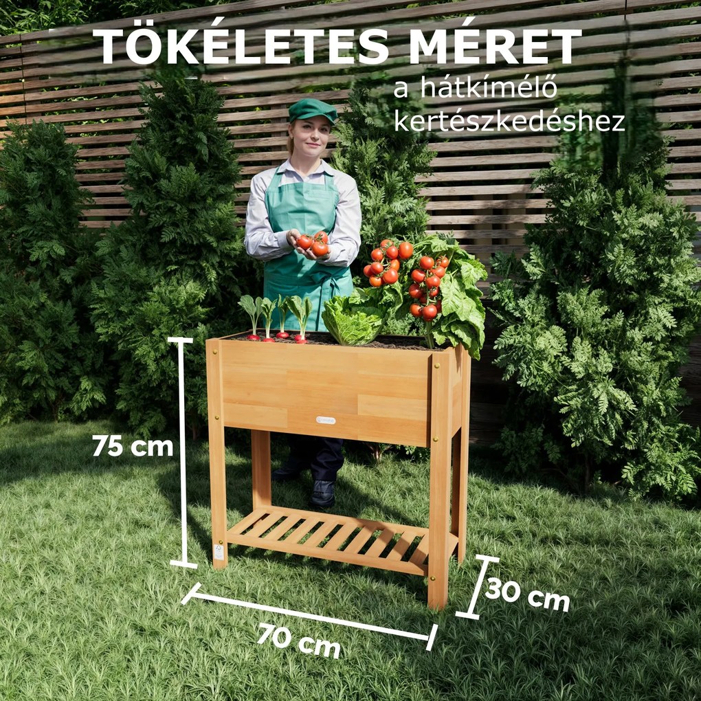 BOTANICA magaságyás akácfából, 68× 30×75cm, természetes barna Casaria