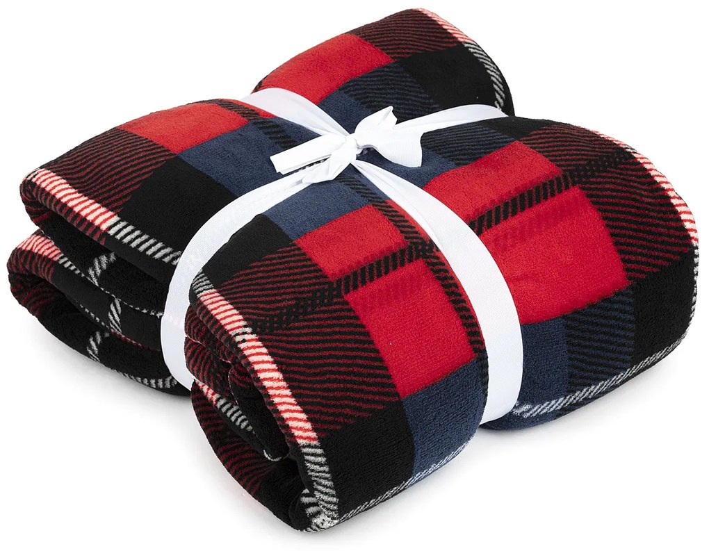 4Home Kocka piros gyapjú hatású pléd, 150 x 200 cm