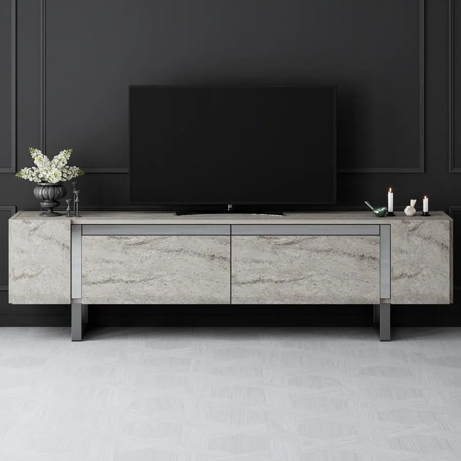 TV szekrény Yildiz - Travertine, Silver