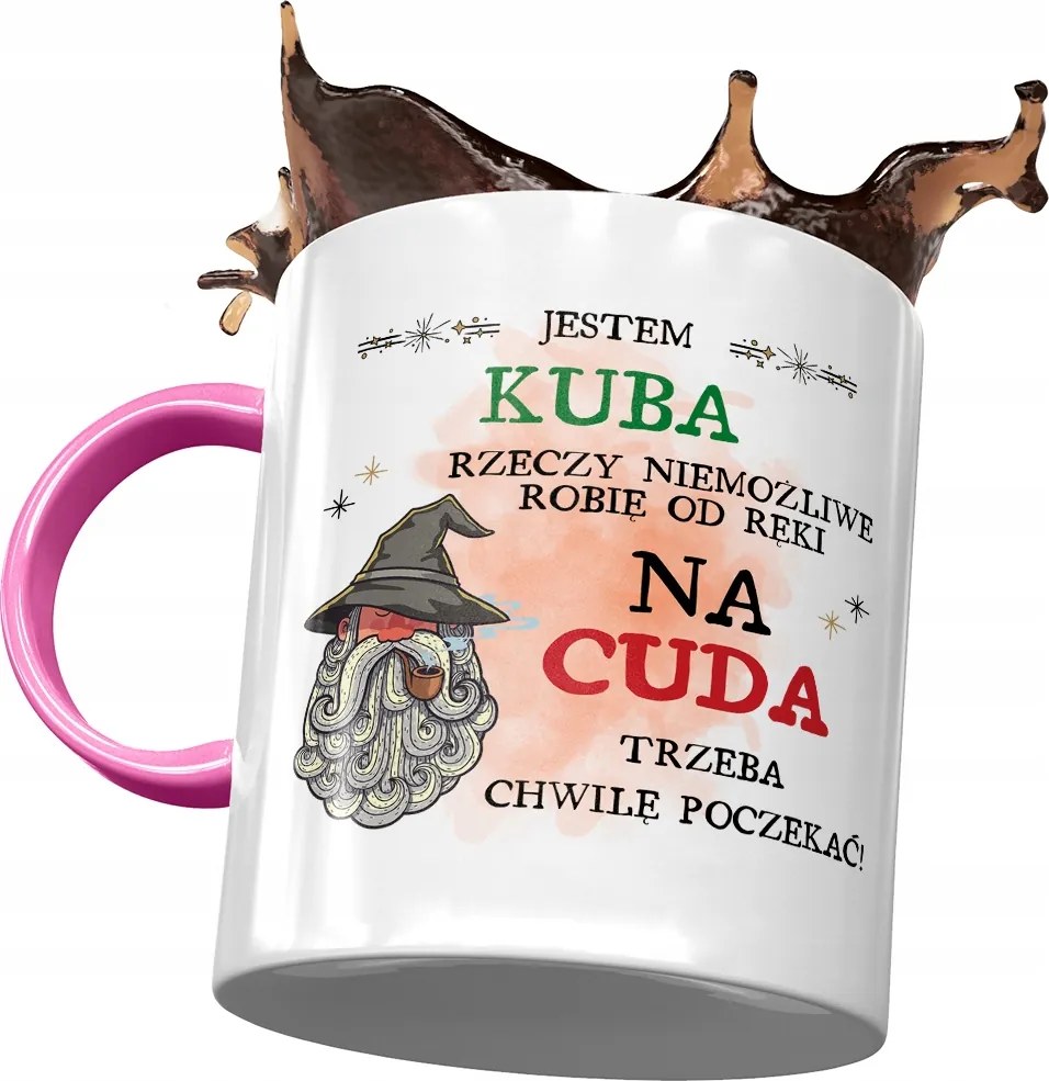 Rózsaszín bögre Jakab Kuba Kollégáknak Ajándék Nyomtatott Fotóval