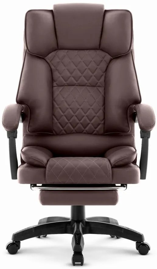 HC-1031 ergonomikus irodai szék öko-bőrből, lábtartóval - barna színben