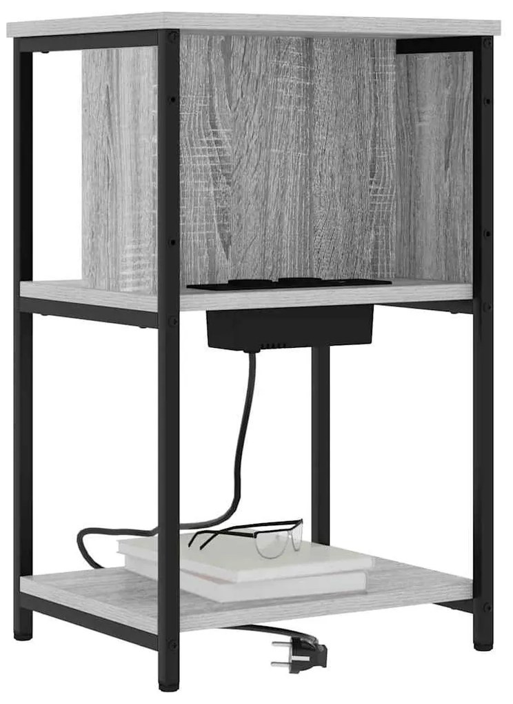 Éjjeliszekrény 2 pcs Szürke sonoma 38 x 31 x 61 cm Faanyag