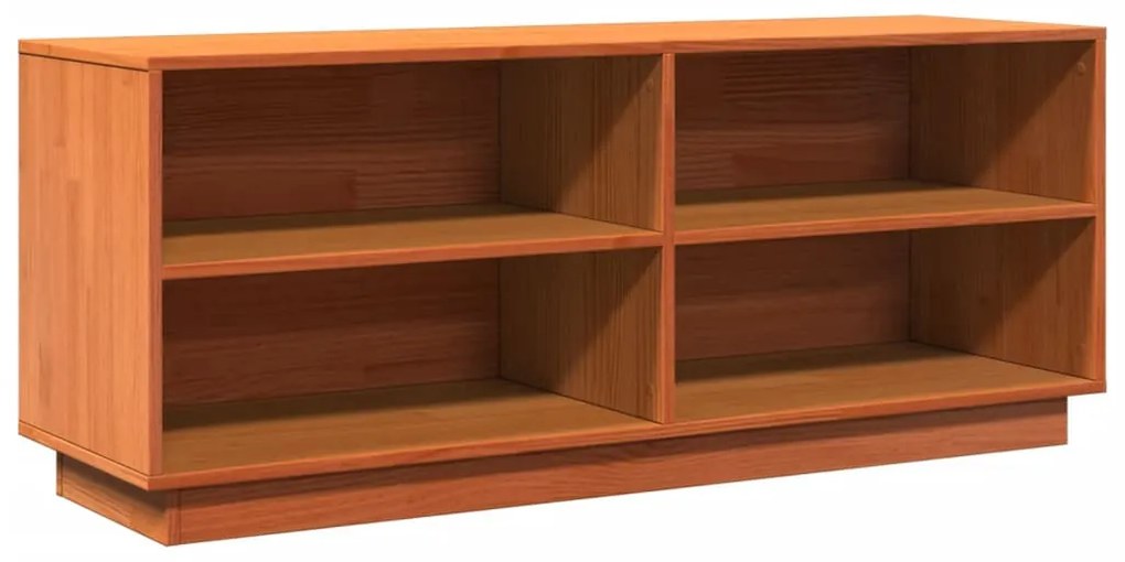 viaszbarna tömör fenyőfa cipőszekrény 110 x 34 x 45 cm