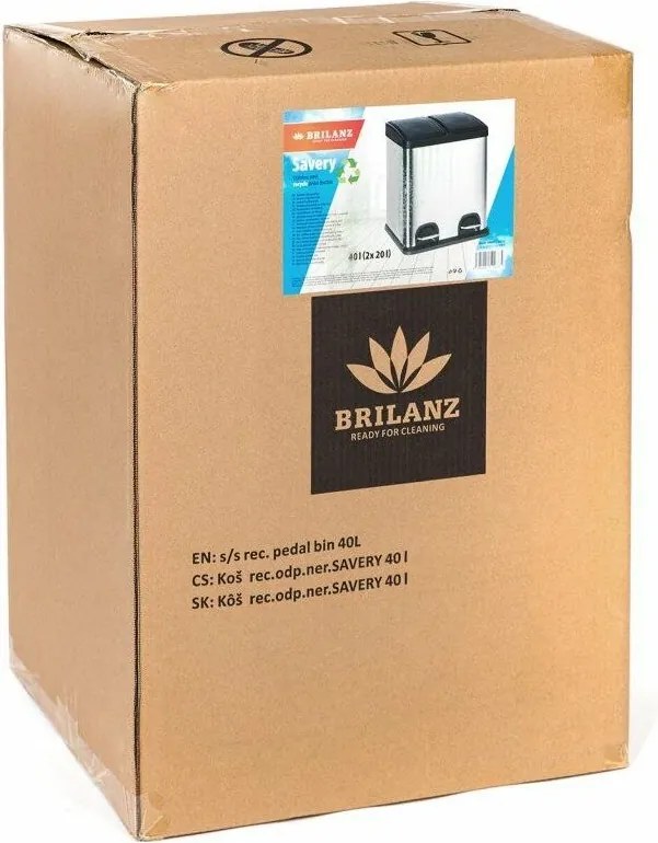 Brilanz szemeteskosár, 2 x 20 l, nerez, 40 l
