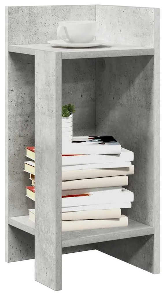 betonszürke kisasztal polccal 25,5 x 27 x 60 cm