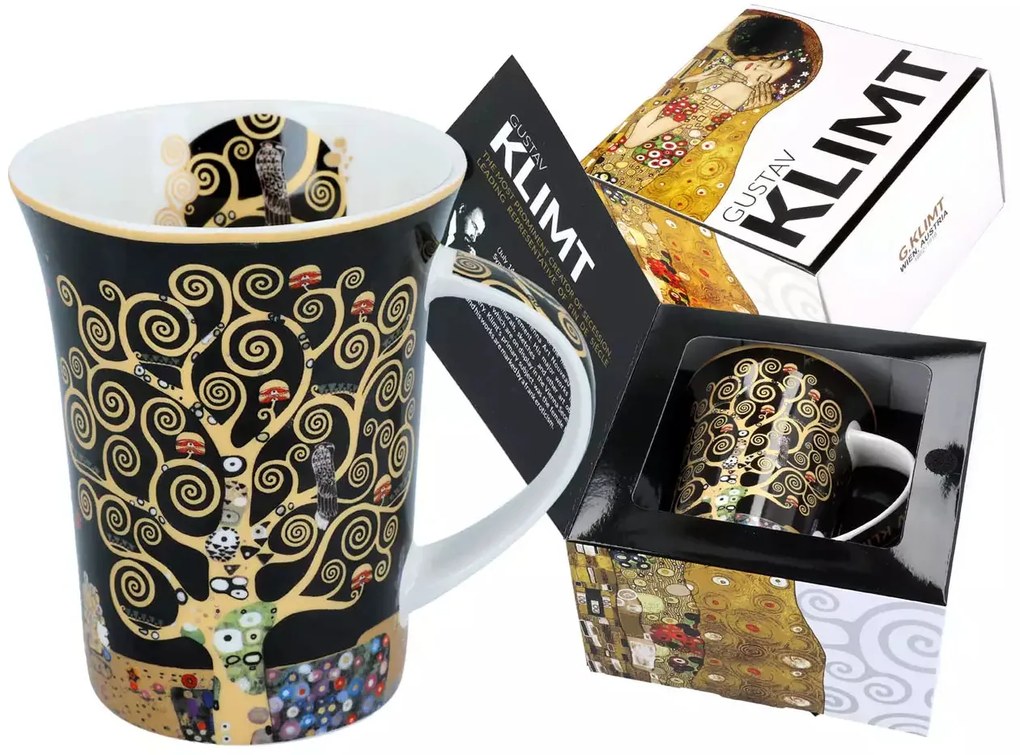 Klimt porcelán bögre díszdobozban 350 ml Életfa