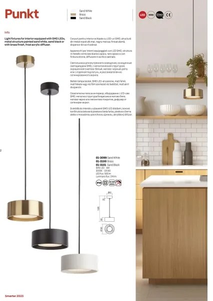 Redo 01-3101 - LED Csillár zsinóron PUNKT LED/6W/230V átm. 15 cm fekete