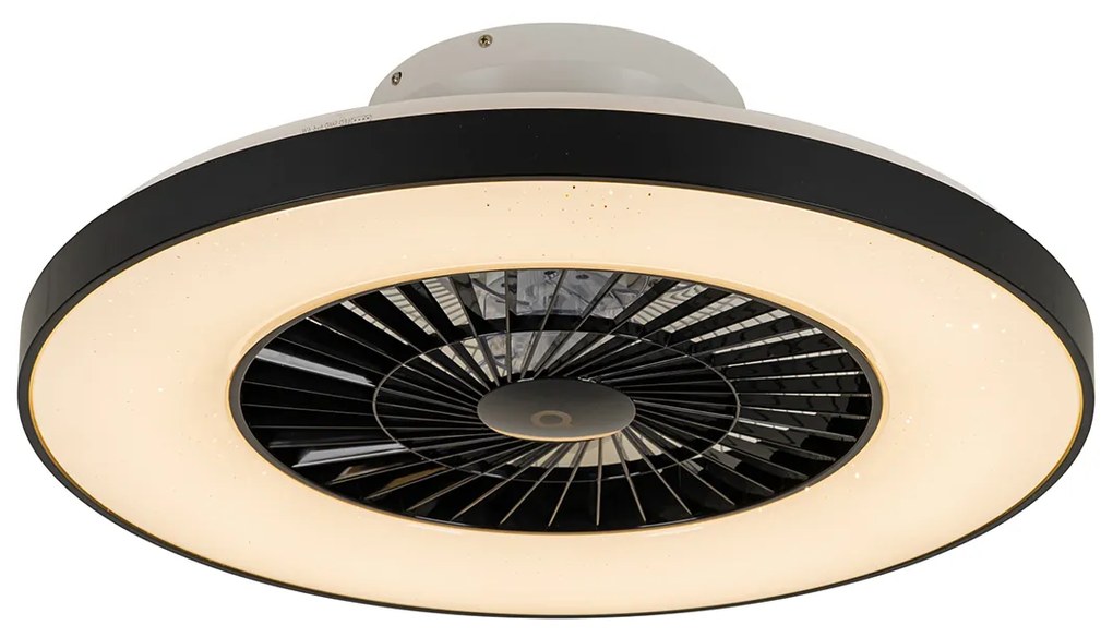 Okos mennyezeti ventilátor fekete csillag effektussal 60cm LED-del, fényerőszabályzóval és távirányítóval - Climo