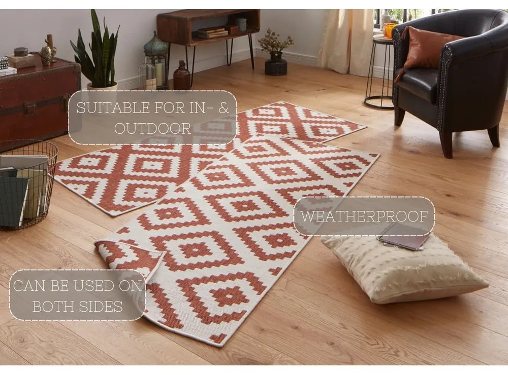 Malta barna-krémszínű kültéri szőnyeg, 80 x 250 cm - NORTHRUGS