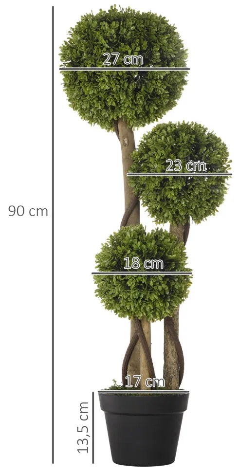 Műnövény, buxus, cserépben 90cm magas