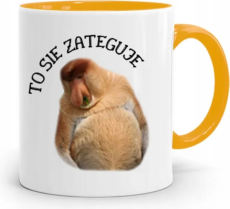 Sárga Bögre Hordozó Janusz Ez Ajándék Nyomtatott Fotóval