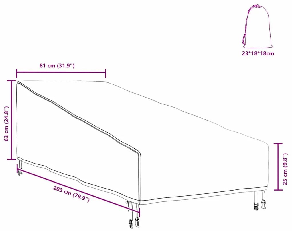 Kültéri bútor takaró Fekete 203 x 81 x 63 cm 210D oxford szövet