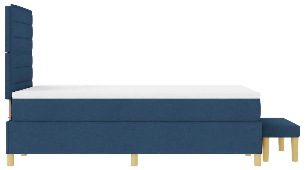 Boxspring ágy matraccal és paddal, kék, 120x200 cm, szövet