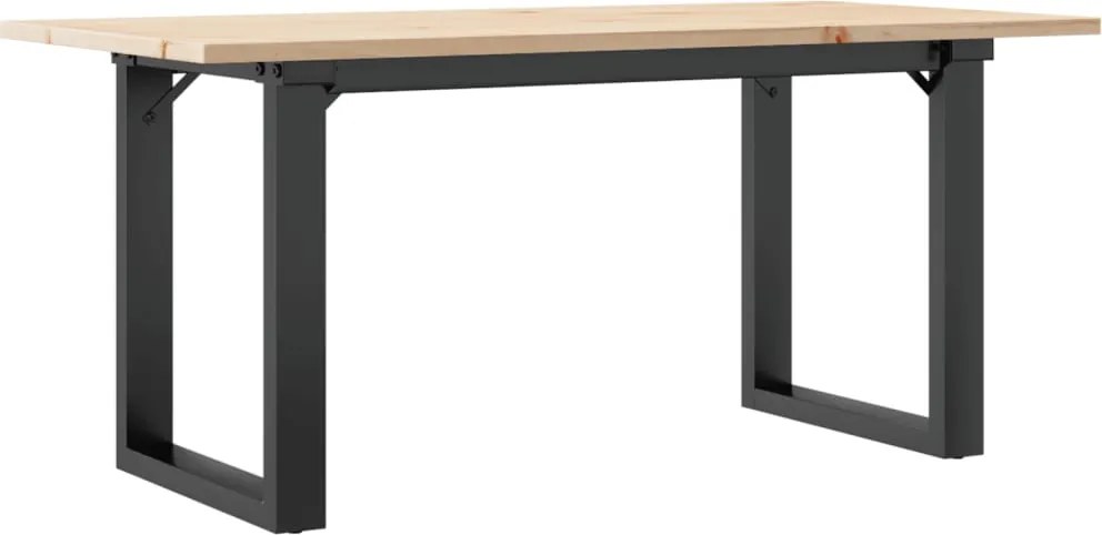 vidaXL tömör fenyőfa és acél dohányzóasztal O-vázzal 90x40x45 cm