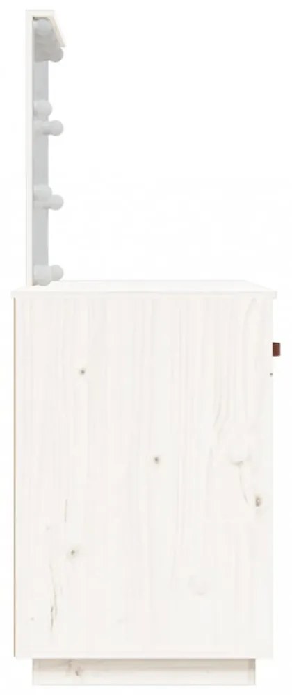 fehér tömör fenyőfa fésülködőasztal LED-del 95 x 50 x 133,5 cm