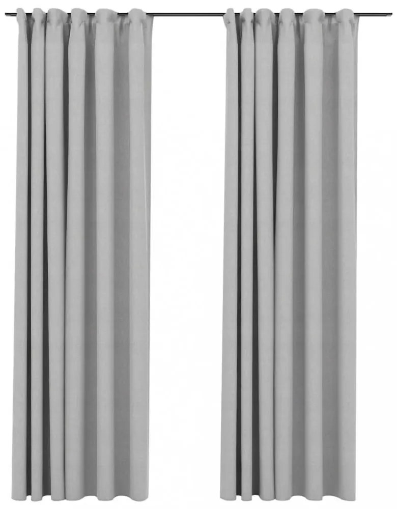 vidaXL 2 db szürke vászonhatású sötétítőfüggöny kampókkal 140 x 245 cm