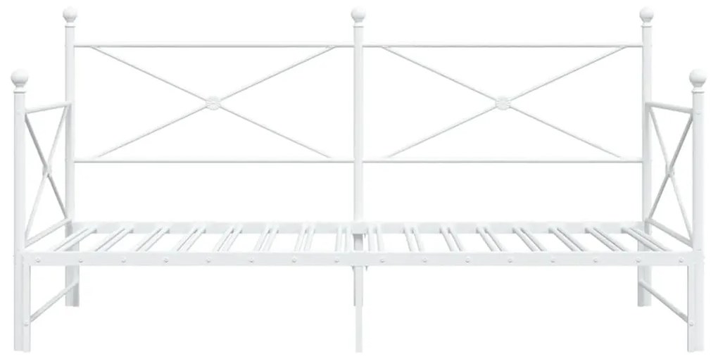 Daybed with Trundle without Mattress White 107x203 cm acél