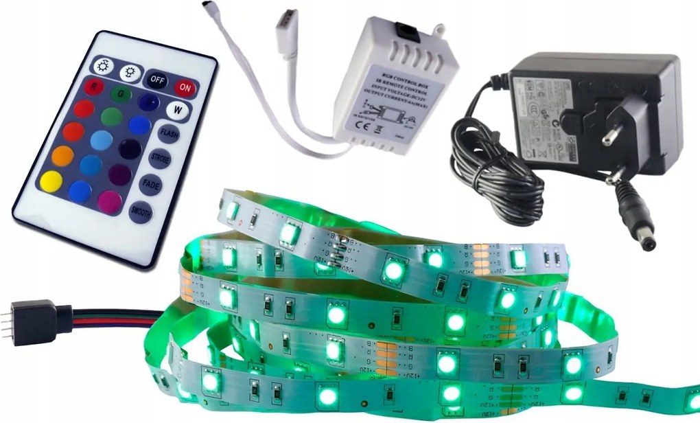 Led szalag szett Smd Rgb 5050 vezérlő távirányító 2m