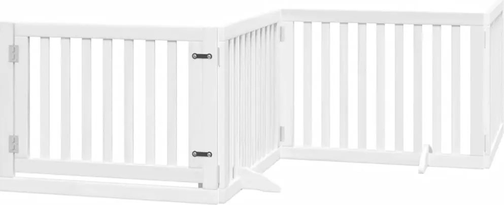 vidaXL fehér nyárfa 4 paneles összecsukható kutyakapu ajtóval 320 cm