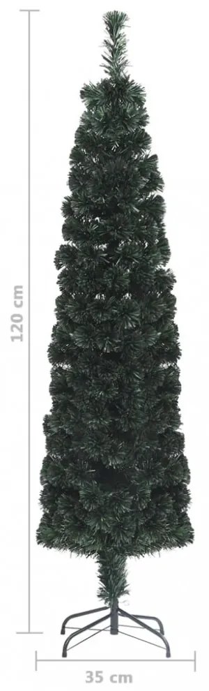 száloptikás vékony műkarácsonyfa talppal 120 cm
