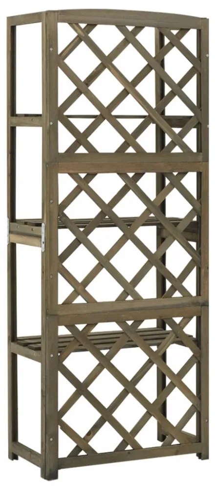 szürke tömör fenyőfa lugasrács polcokkal 55 x 30 x 140 cm