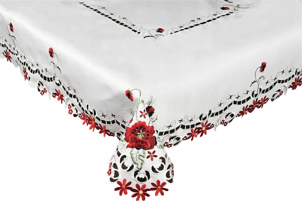 Abrosz Asztalra 140x240 Fehér Dekoratív Virágok