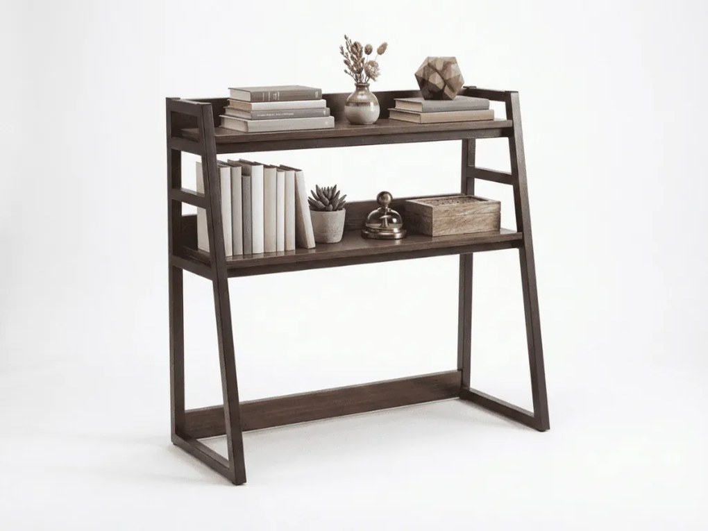 Asztali polc VERTEX 90x95 cm, fekete / dió dekoráció