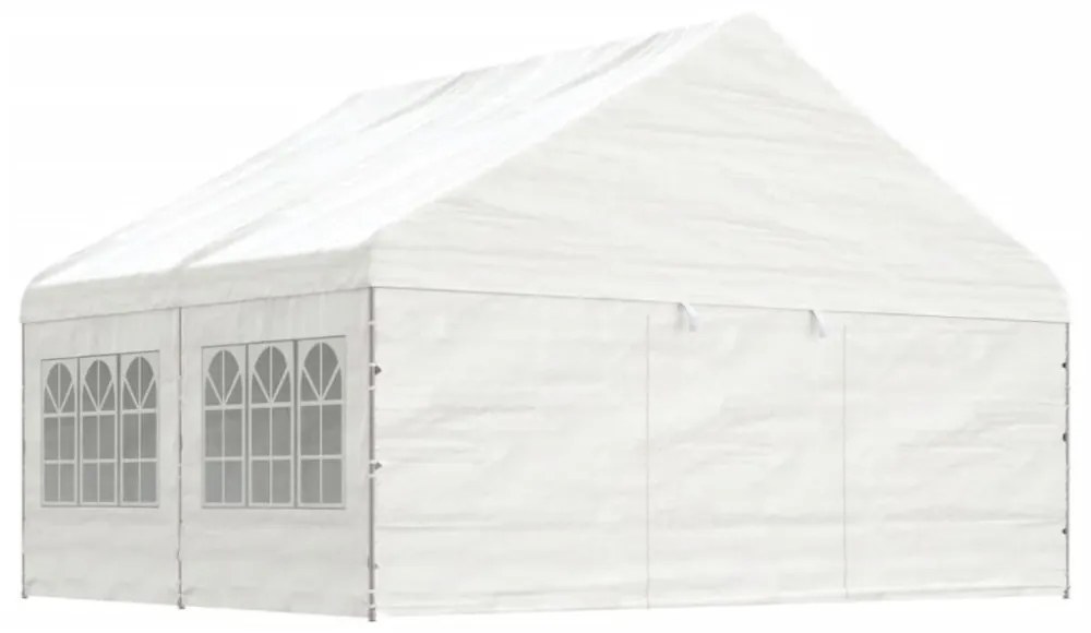 fehér polietilén pavilon tetővel 4,46 x 5,88 x 3,75 m