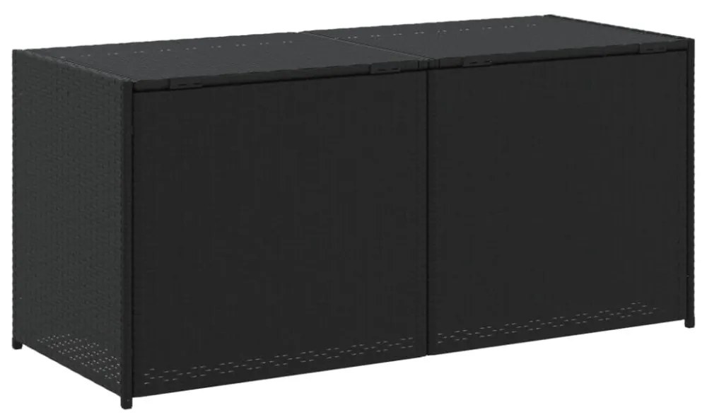 fekete polyrattan kerti tárolóláda 283 L