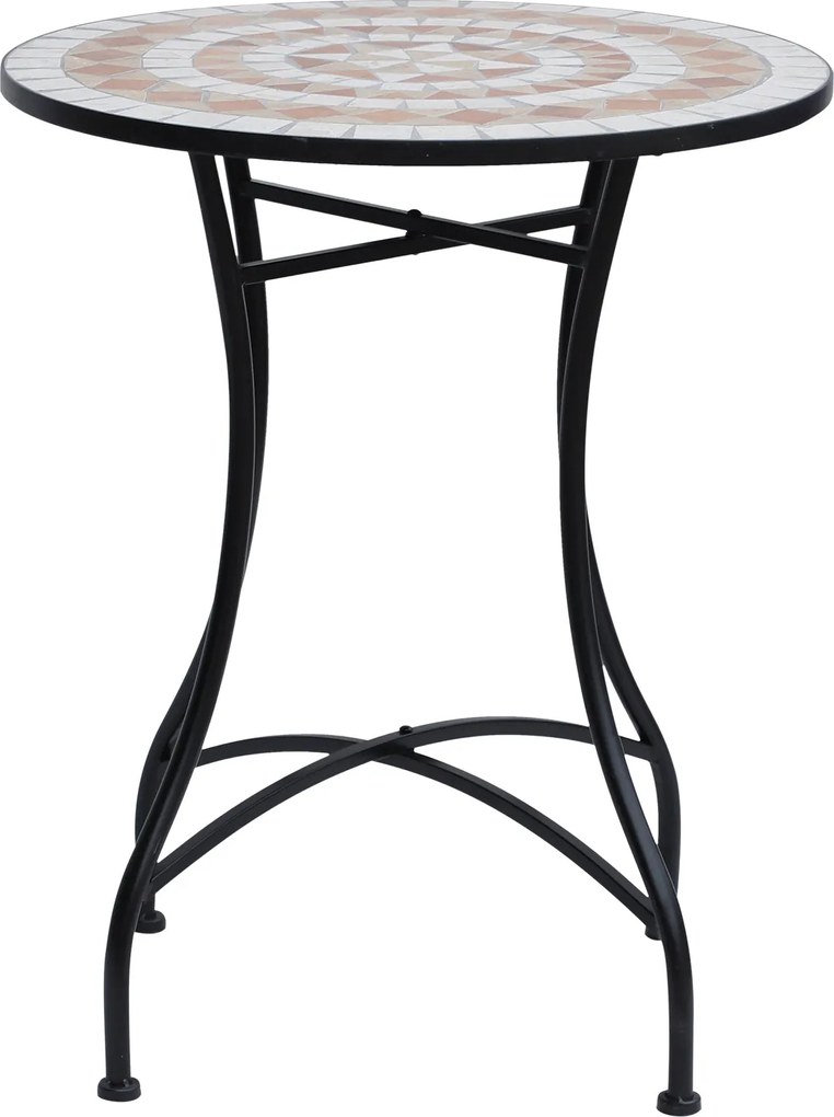 Outsunny Kerti Asztal Ø60 x H71cm, Időjárásálló Fém Terasz Asztal, Kültéri Étkező Asztal, Kemping Oldalasztal, Kerek Terasz Asztal Kertbe, Balkondra N