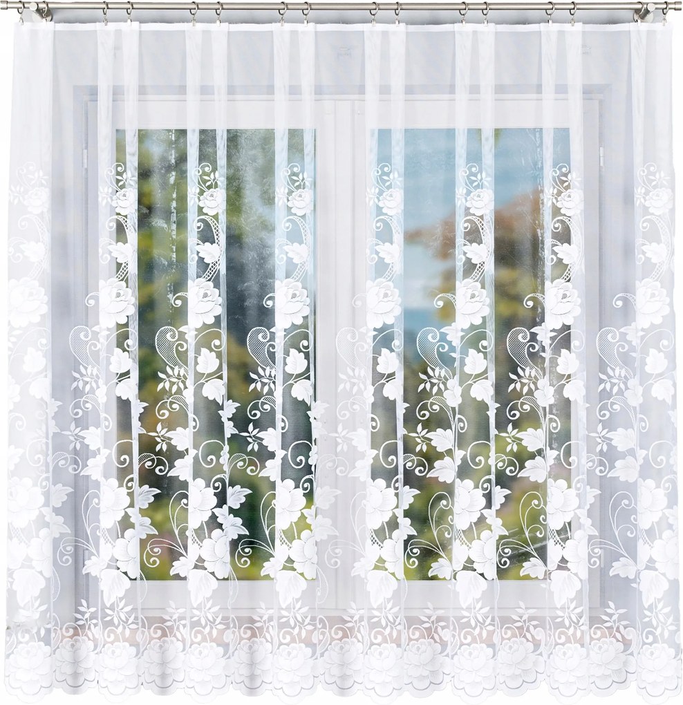 Jacquard mintás függöny 023006, 200x180cm egyenes, virágmintás (szegélyekkel)