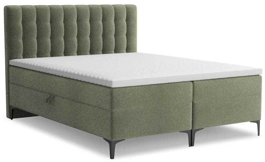 Zöld ágyneműtartós boxspring ágy 180x200 cm Puhala – Makamii