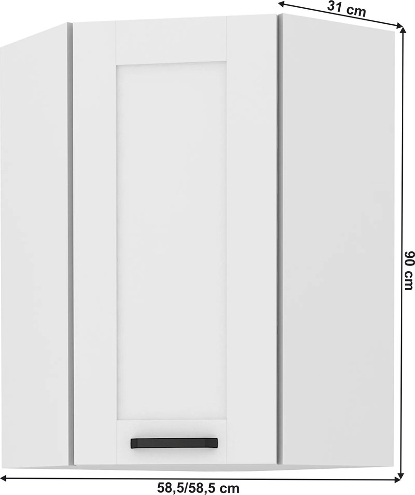 Felső szekrény sarokba, fehér, LULA 58x58 GN-90 1F