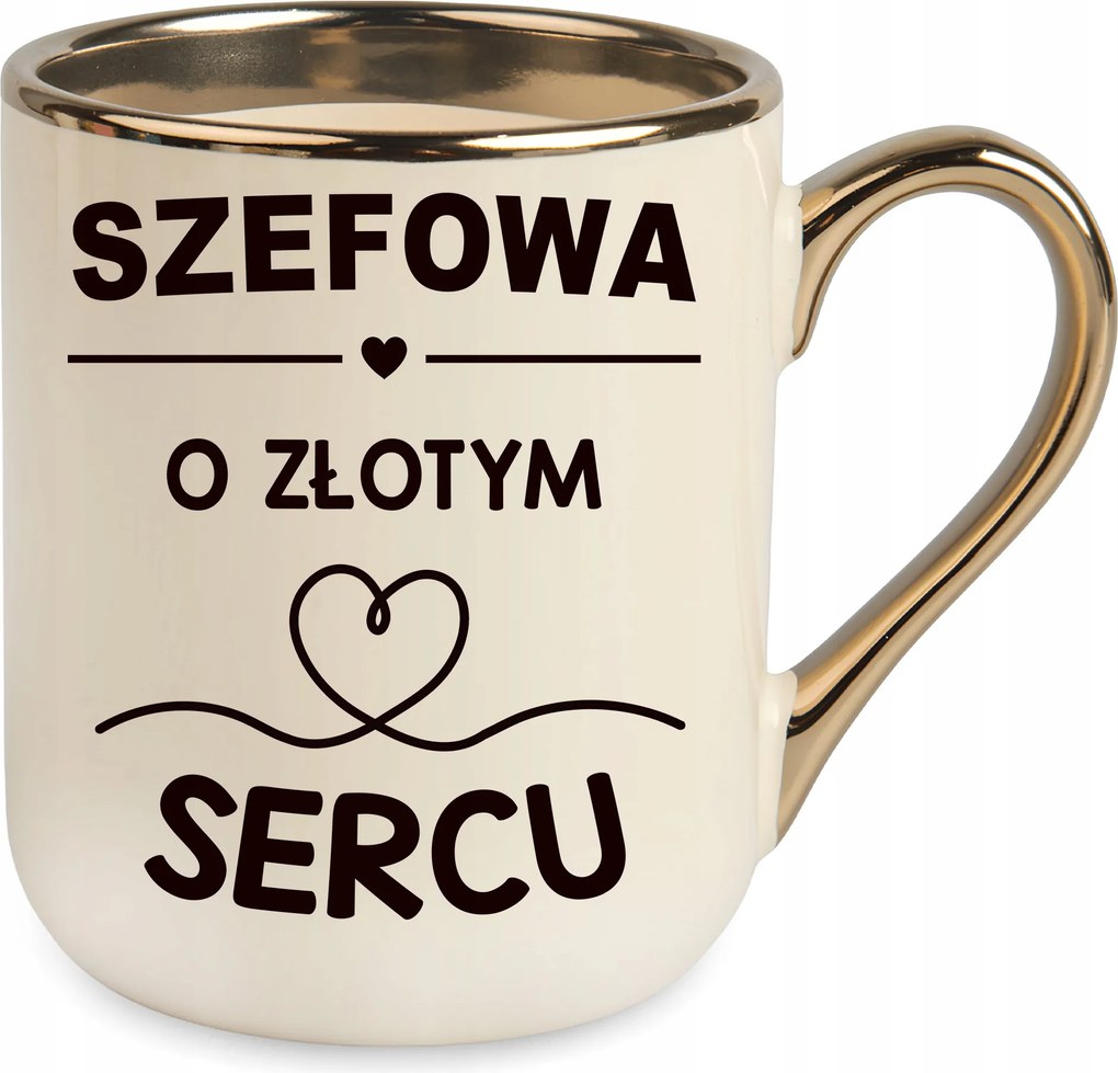 Bögre Bézs Elegáns Ajándék Főnök Arany Szív Születésnap Ünnep