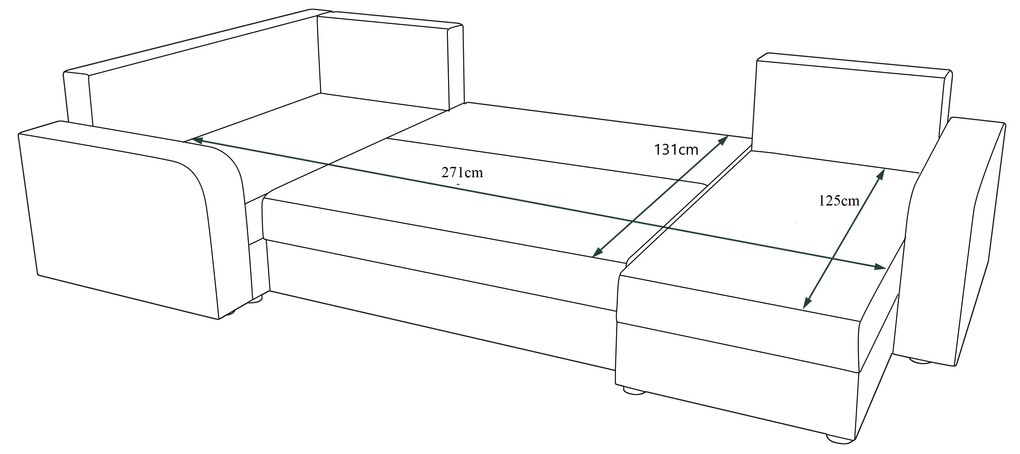 U alakú sarokkanapé Harmony Long (szürke + fekete) (B). 1057209