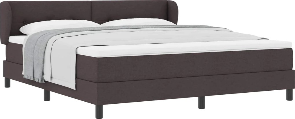 vidaXL Boxrugós ágy matracmal Sötét Barna 180 x 200 cm szövet