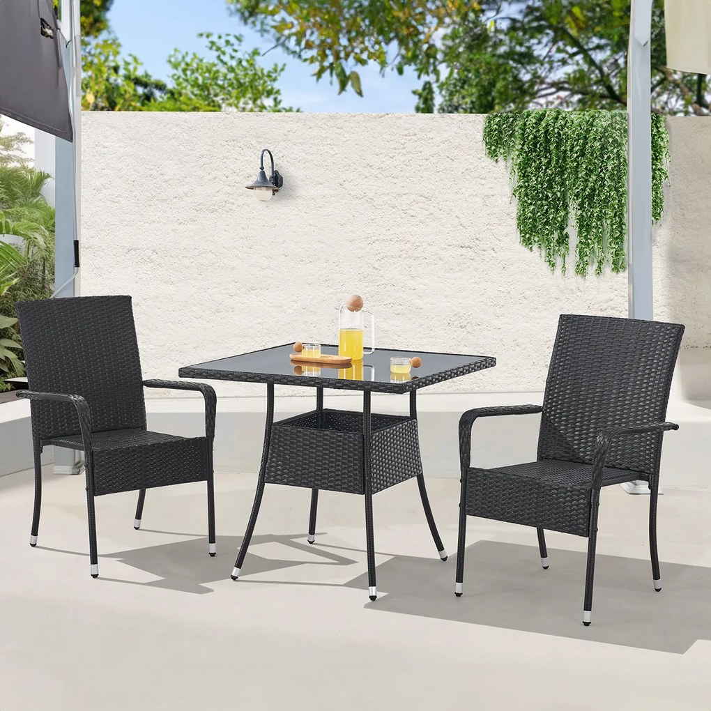 Juskys Yoro rattan asztal - fekete