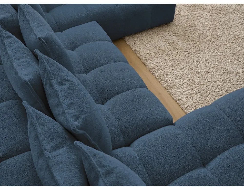 Sötétkék zsenília kinyitható-tárolóhelyes sarokkanapé (jobb oldali-U alakú) Everest – Bobochic Paris