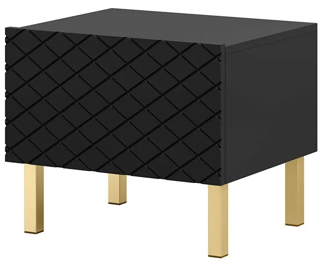 Scalia II 50 1SZ éjjeliszekrény szett 2 db - matt fekete / arany lábakkal