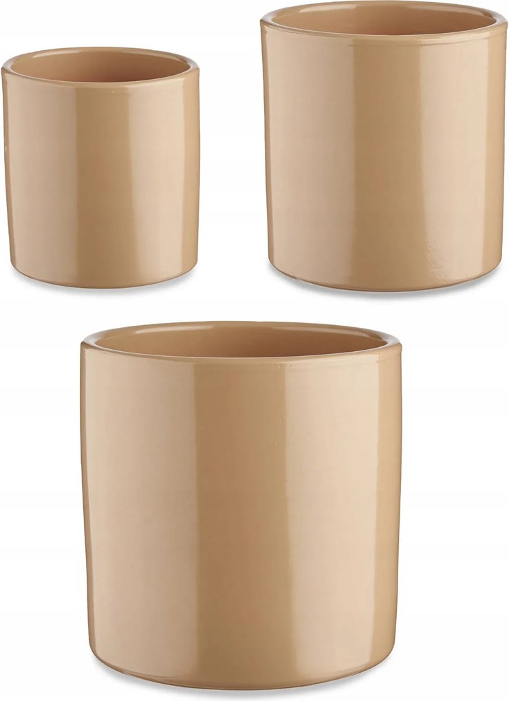 Kerámia Kaspó Szett, Kerek, 3 Darabos, Ibergarden