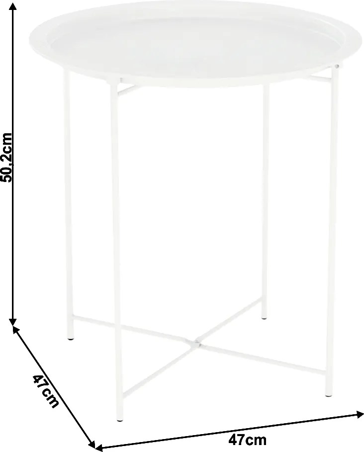 Kisasztal levehető tálcával, fehér, RENDER