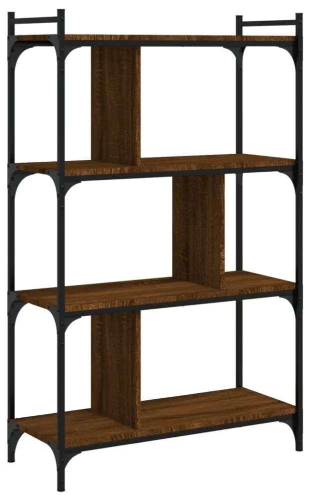 4 szintes barna tölgyszínű fa könyvespolc 76 x 32 x 123 cm