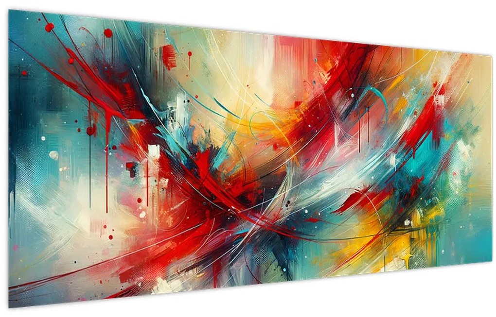 Kép – Absztrakció pirossal (120x50 cm)