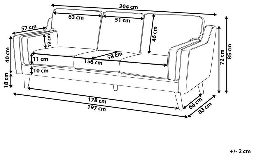 Háromszemélyes kanapé Lulea (sötétszürke). 1008783
