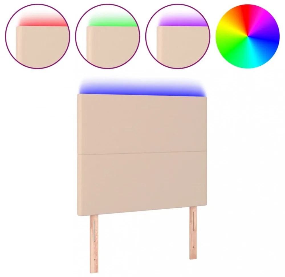 cappuccino műbőr LED-es fejtámla 100x5x118/128 cm
