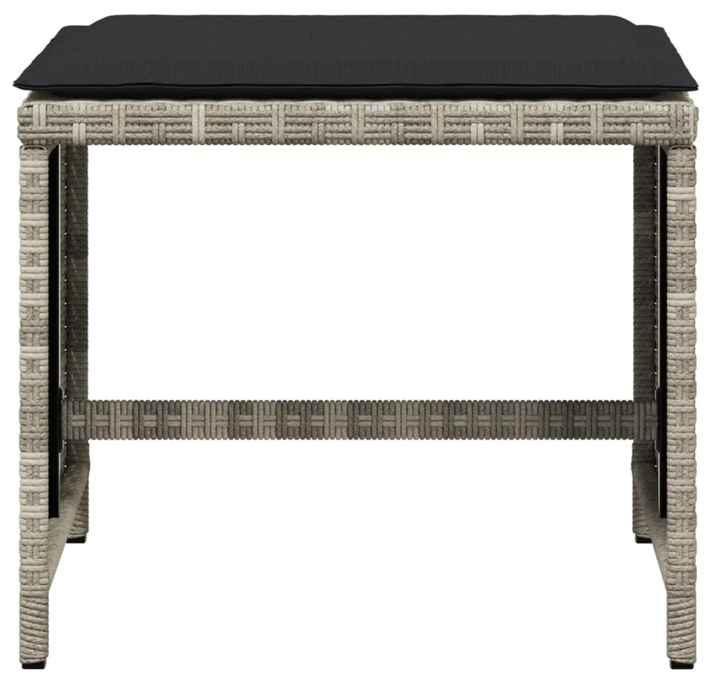 4db világosszürke polyrattan kerti szék párnával 40x40x35 cm