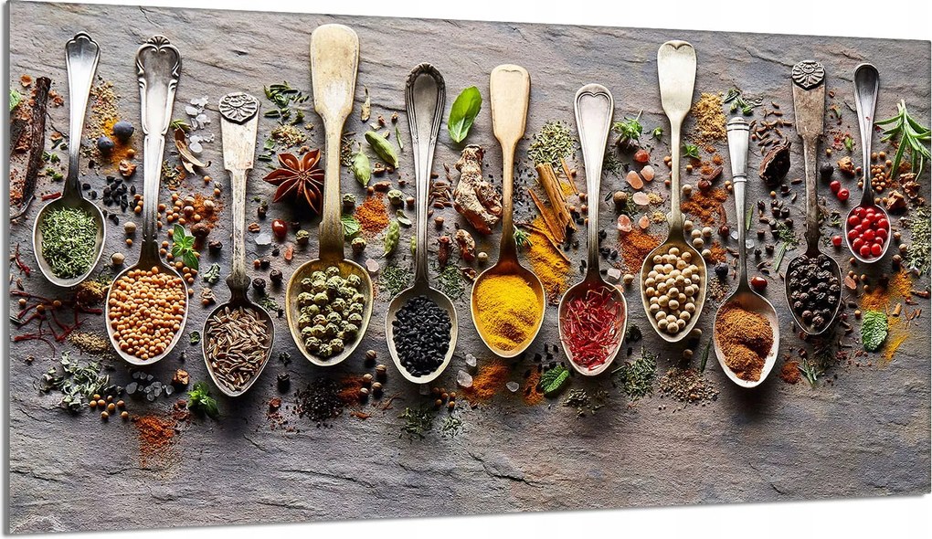 Üveg védőlap tűzhelyhez 90x52 Fűszerek a konyhába