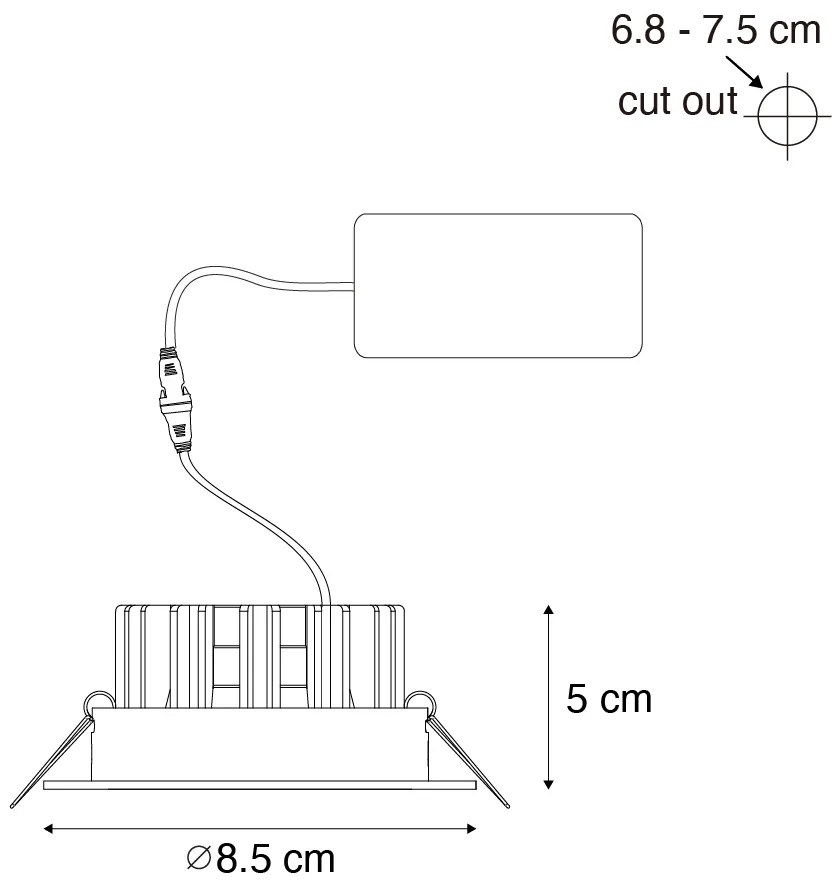 6 darabos süllyesztett spotlámpa szett fehér 6,8 cm LED-del 750 lm dimmelhető IP65 - Gaius
