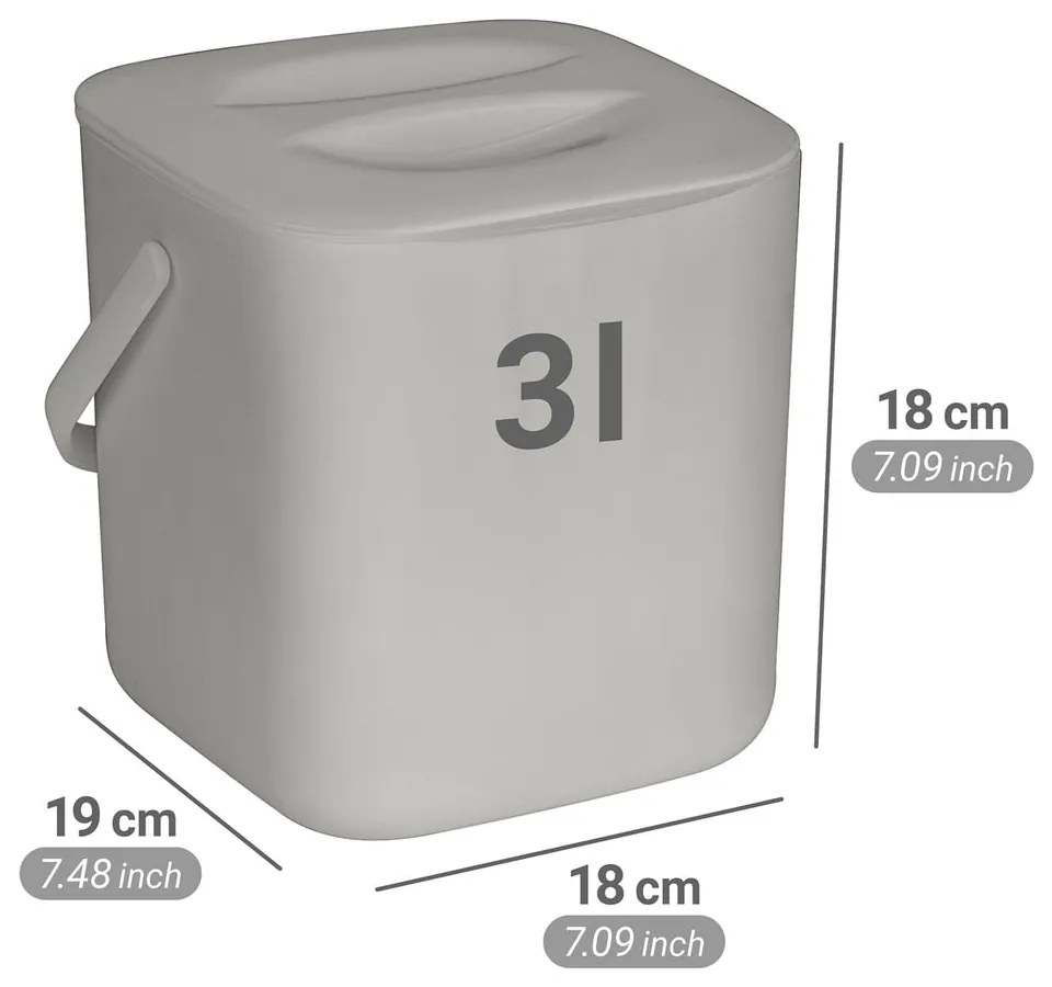 Világosszürke komposztálható hulladék gyűjtő 3 l Conny – Wenko