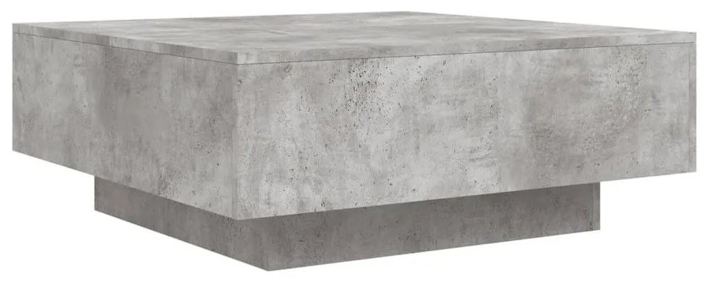 betonszürke dohányzóasztal LED-lámpákkal 80 x 8 0x 31 cm